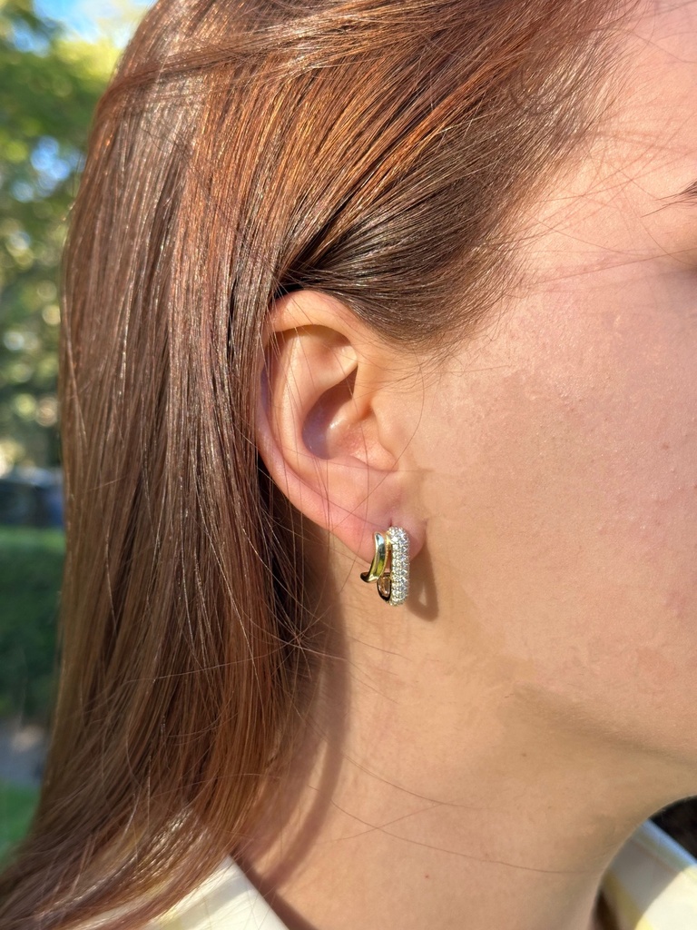 Pave and Gold Domed Earrings