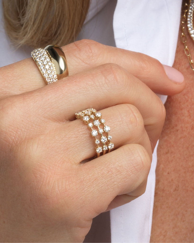 Orbit Three Row Ring