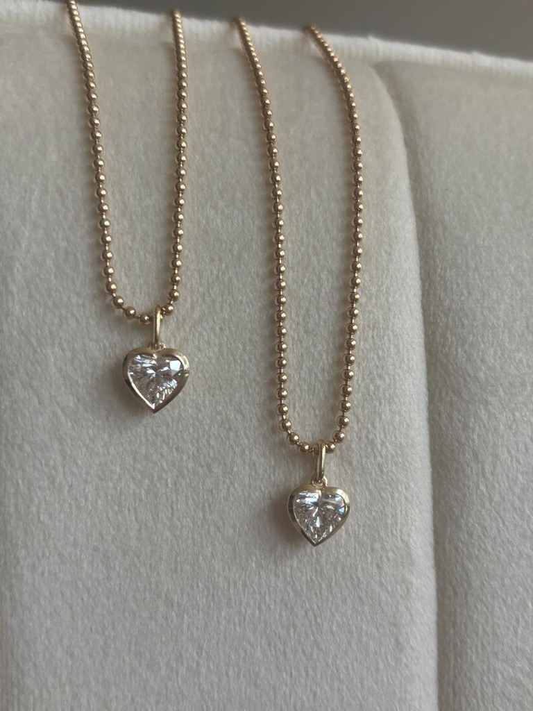 Heart Bezel Pendant with Ball Chain