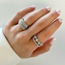Three Row Round & Emerald Statement Band 4.00ctw