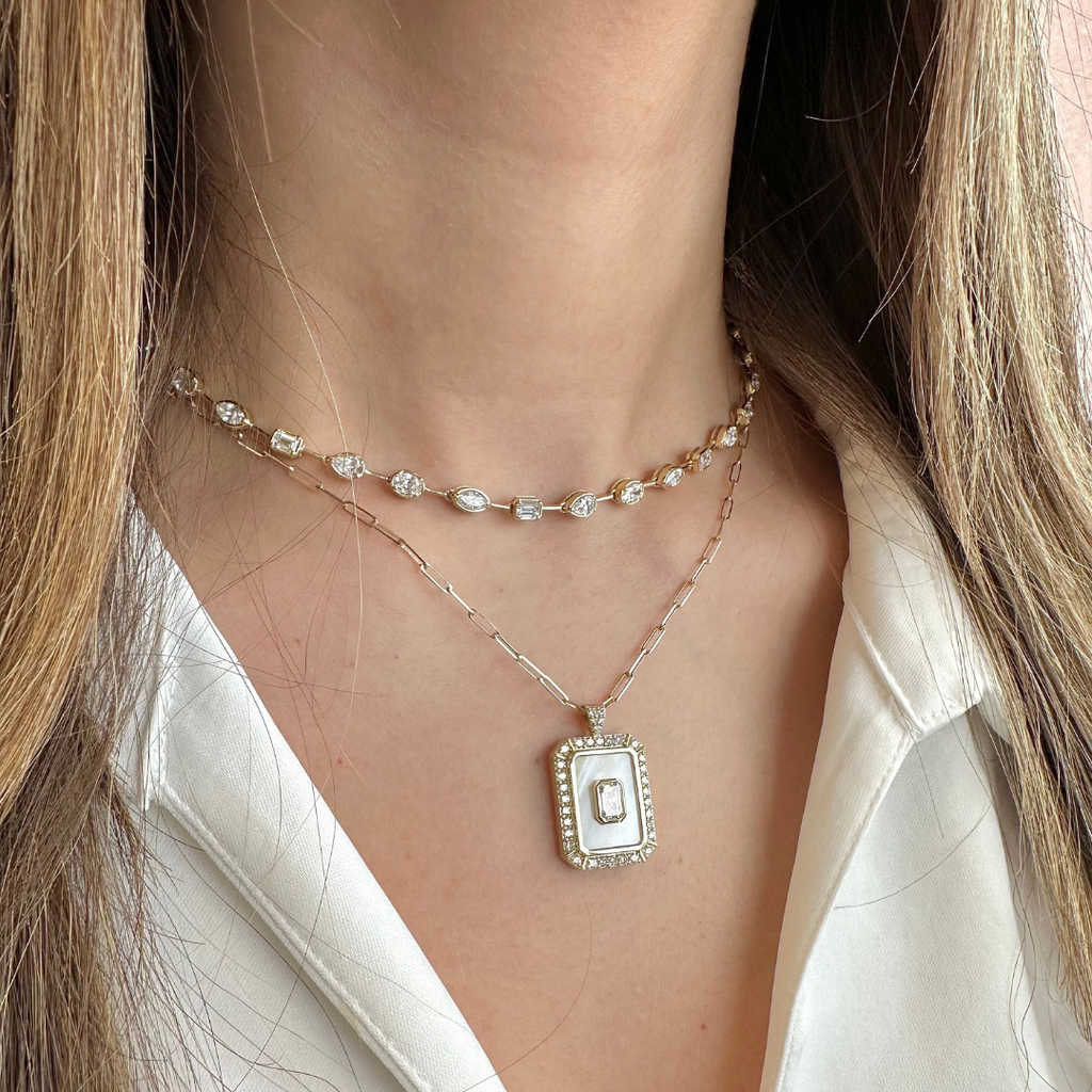 Mother of Pearl Emerald Pendant