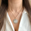 Mother of Pearl Emerald and Round Pendant