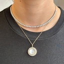 Mother of Pearl Diamond Disc Pendant