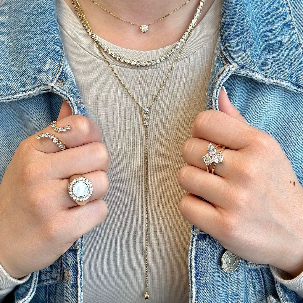 Mother of Pearl Halo Signet Ring