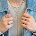 Mother of Pearl Halo Signet Ring