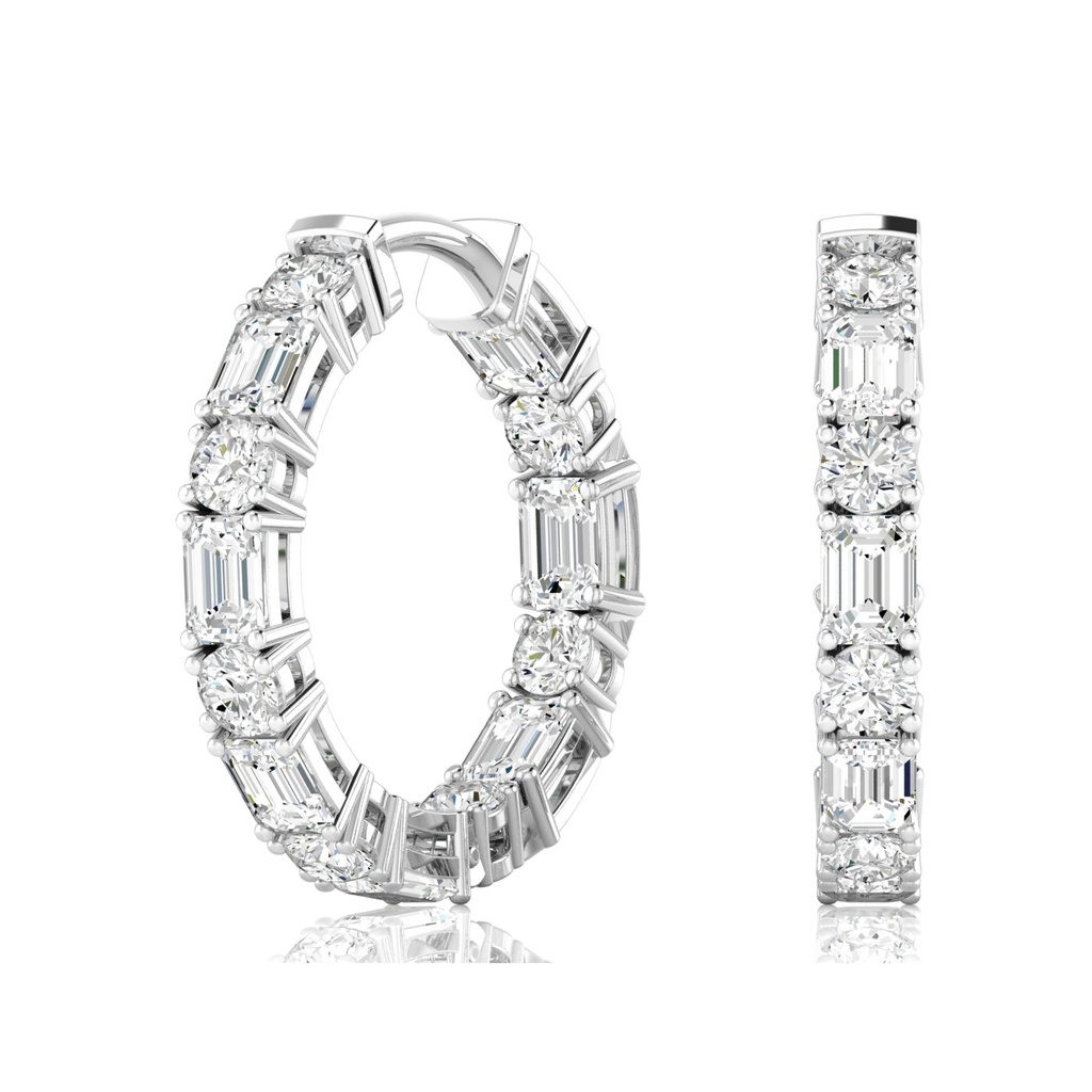 Round and Emerald Hoops 5.00ctw