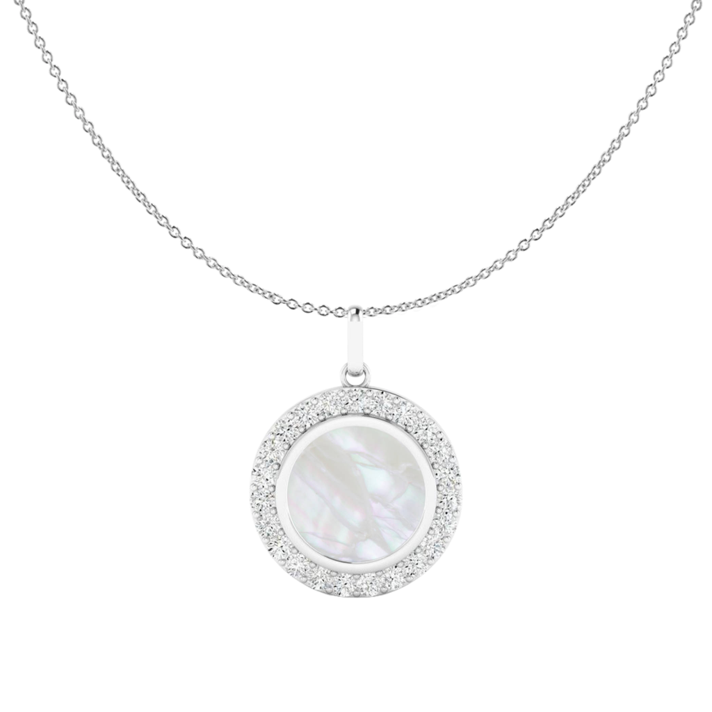 Mother of Pearl Diamond Disc Pendant