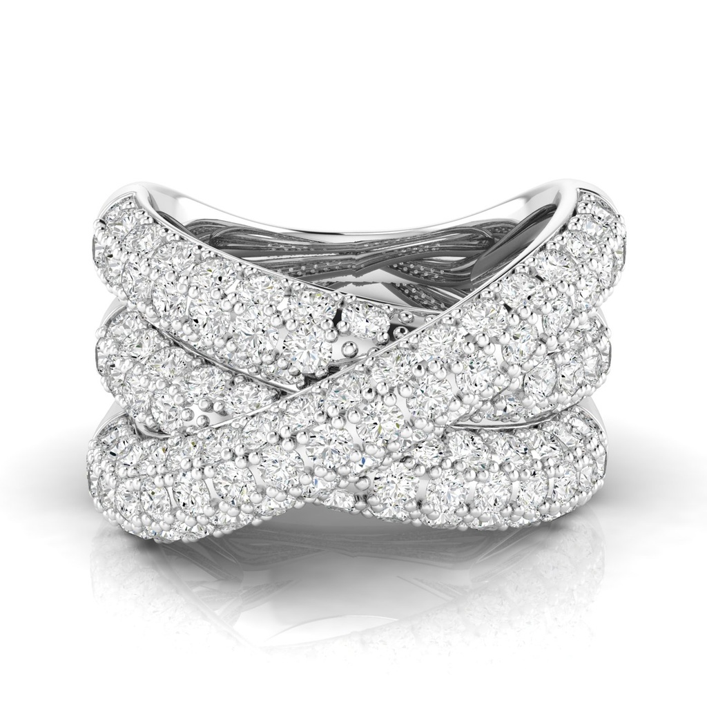 Pave Cross Over Ring 3.50ctw