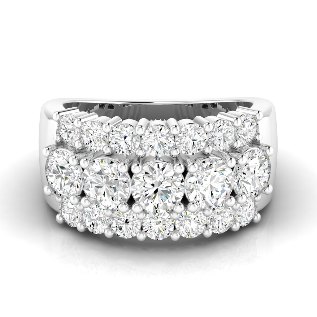 Three Row Round Statement Band 3.00ctw