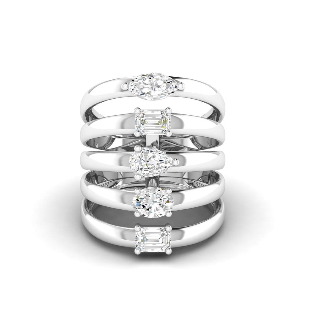 Multi Shape Shield Ring (5 row)
