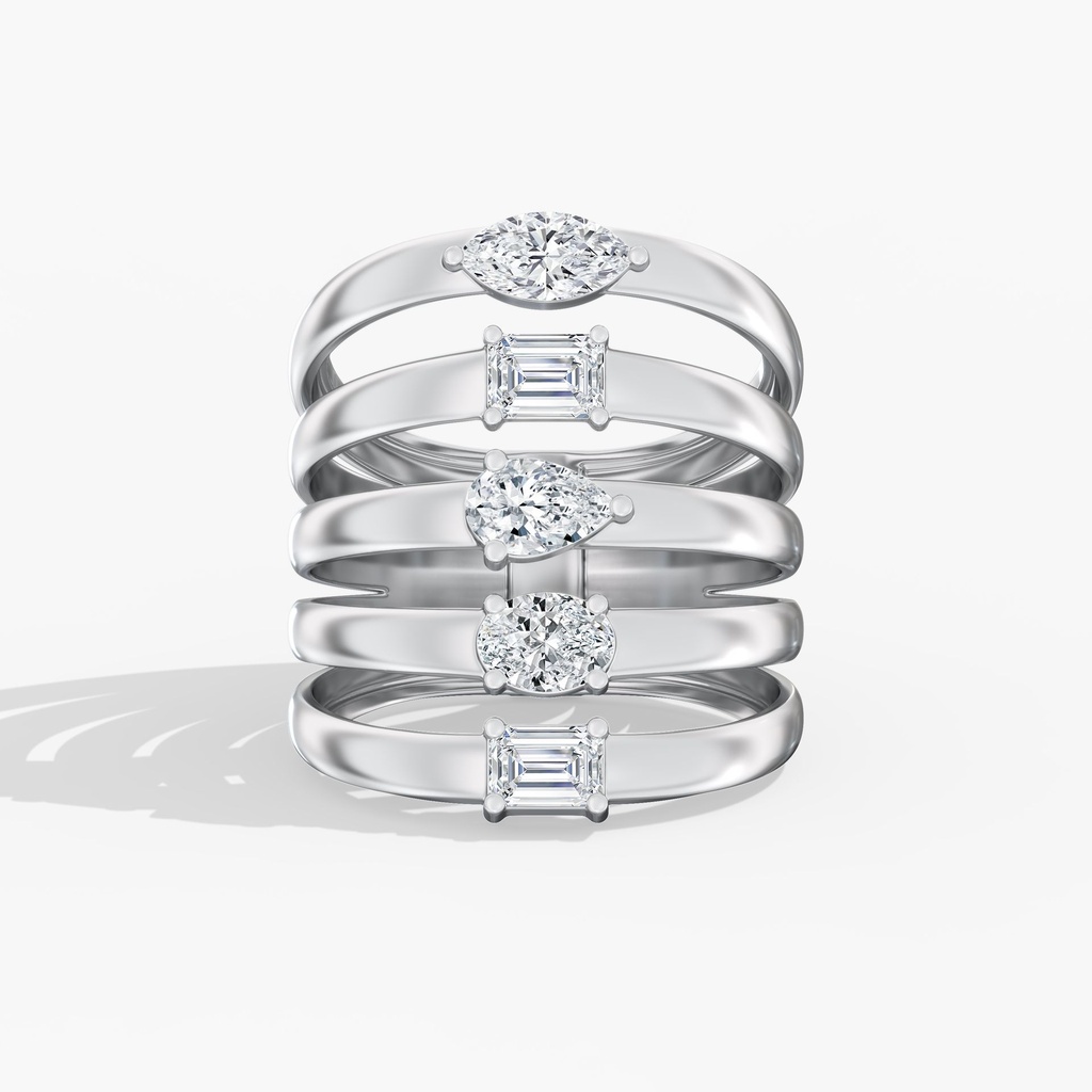 Multi Shape Shield Ring (5 row)