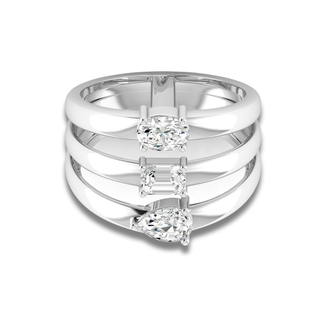 Multi Shape Shield Ring (3 row)