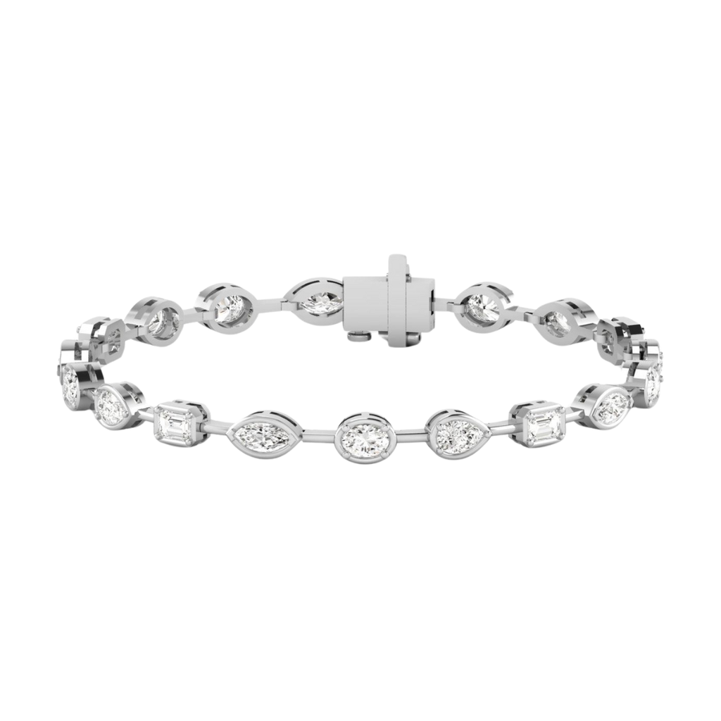 Gold Halo Multi Shape Tennis Bracelet