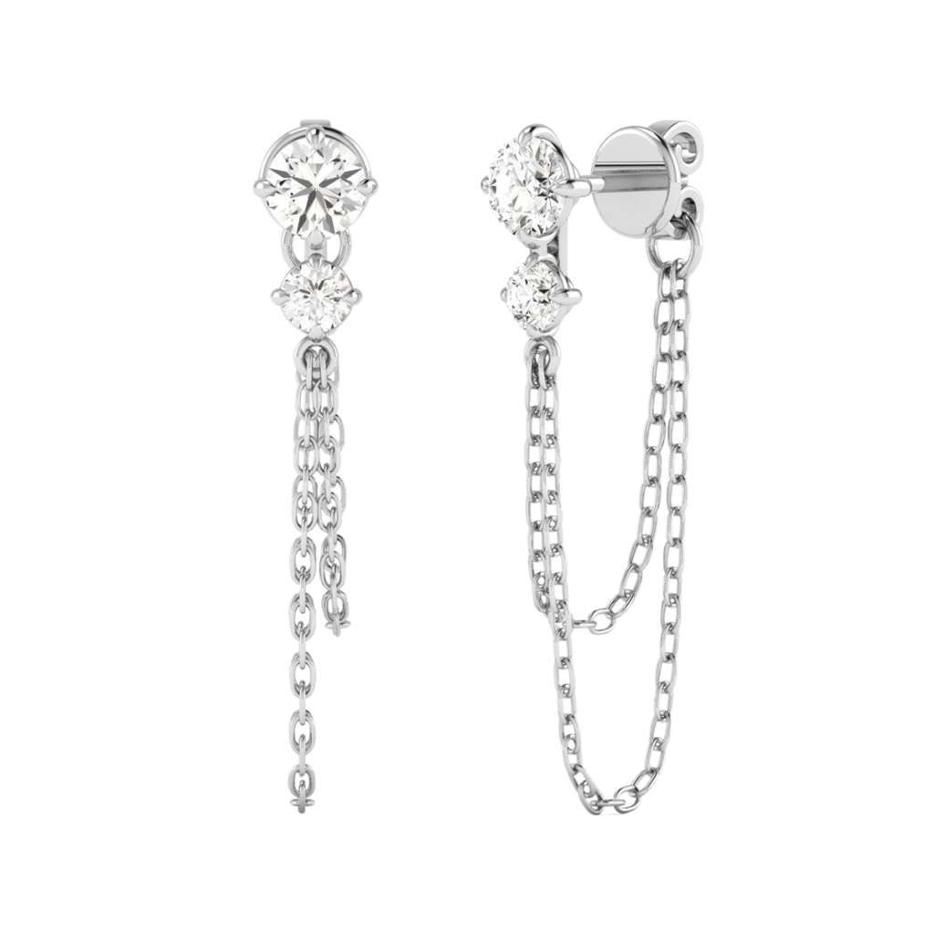 Starlight Two Stone Chain Earrings