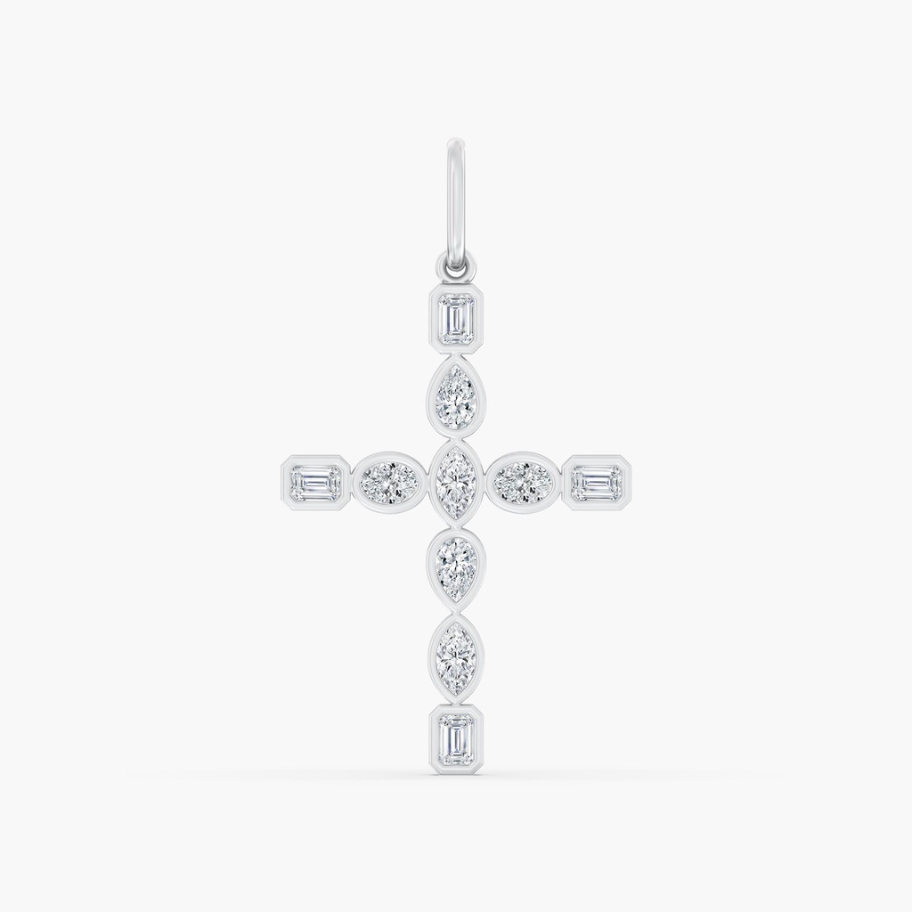 Multi Shape Bezel Cross Charm 