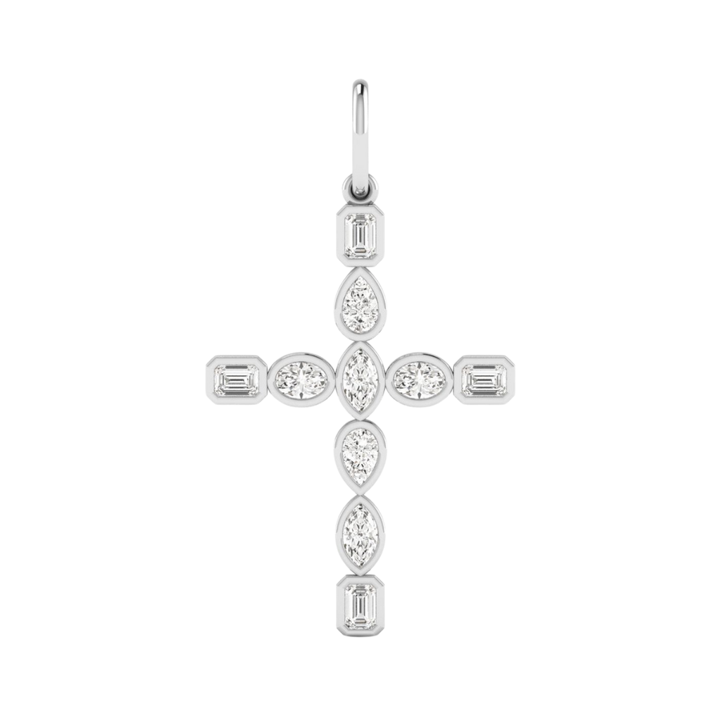Multi Shape Bezel Cross Charm 