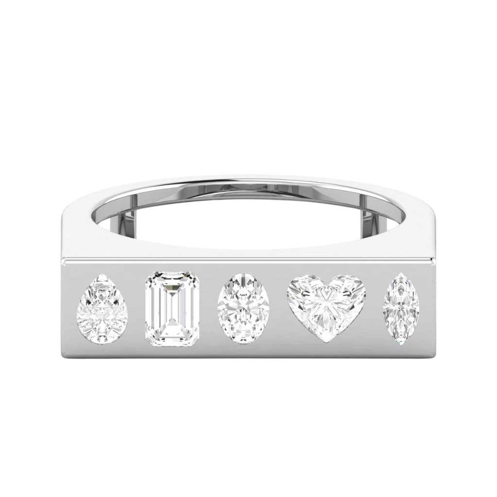 Multi Shape Inlay Bar Ring