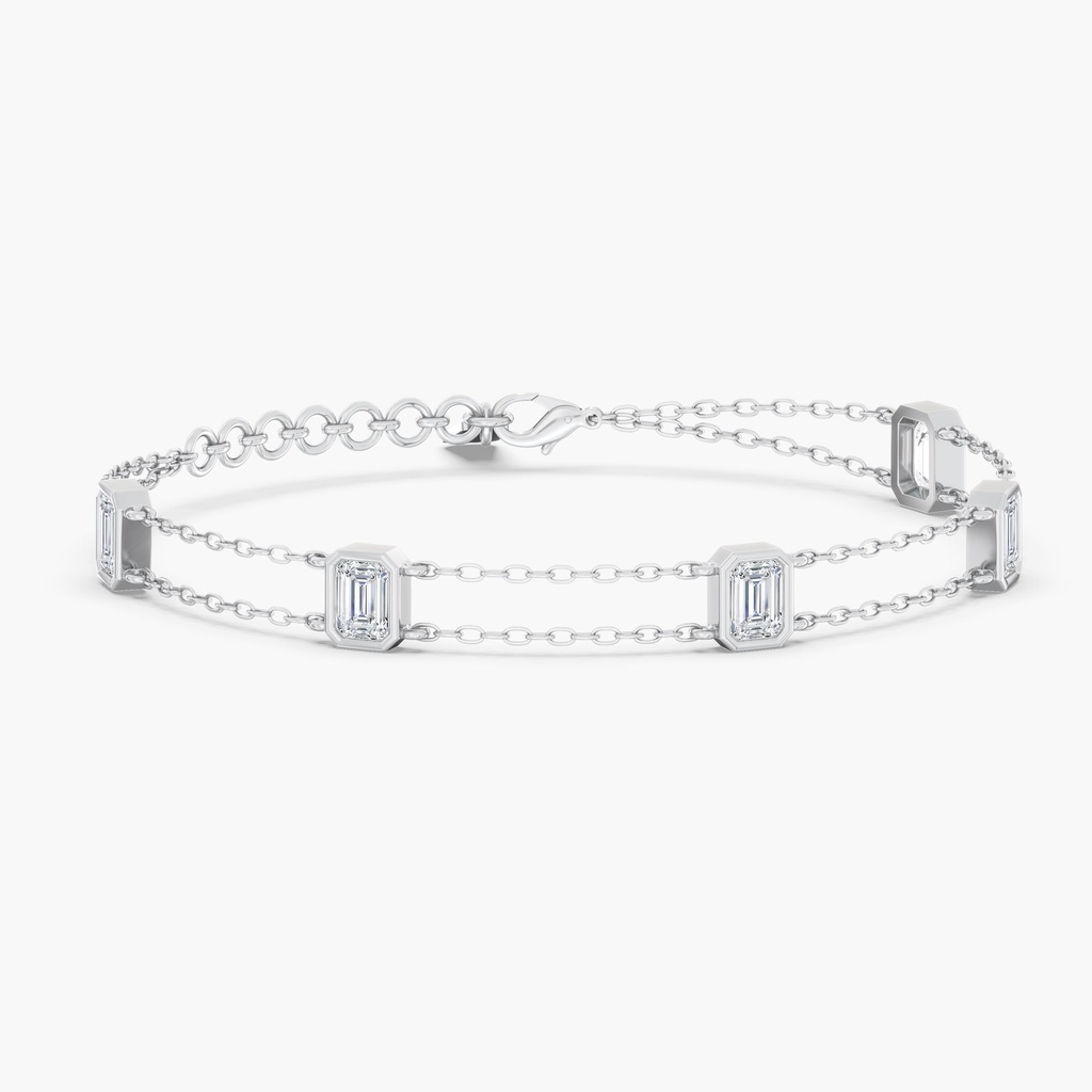 Double Chain Emerald Bezel Bracelet