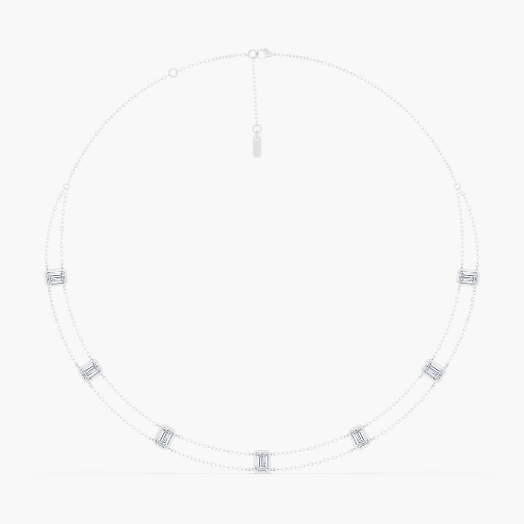 Double Chain Emerald Bezel Necklace