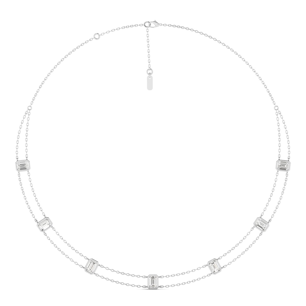 Double Chain Emerald Bezel Necklace