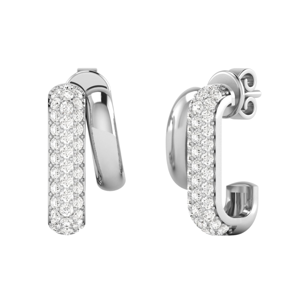 Pave and Gold Domed Earrings