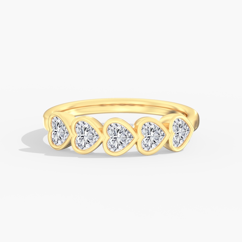 Five Stone Heart Bezel Band