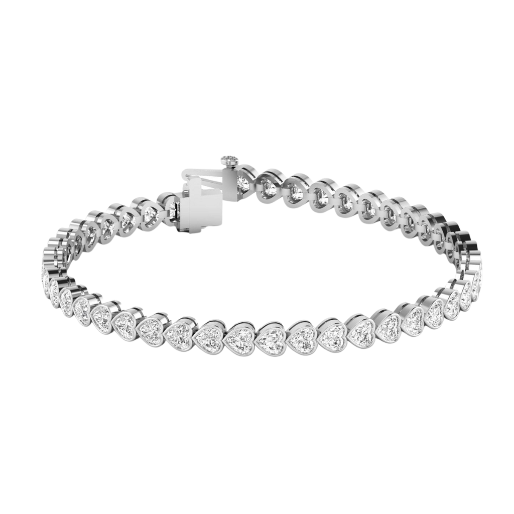 East West Heart Bezel Tennis Bracelet