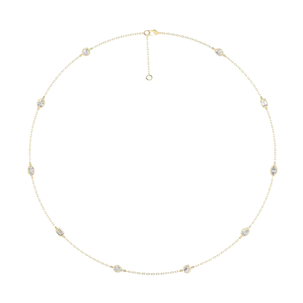 Multi Shape Bezel Station Necklace