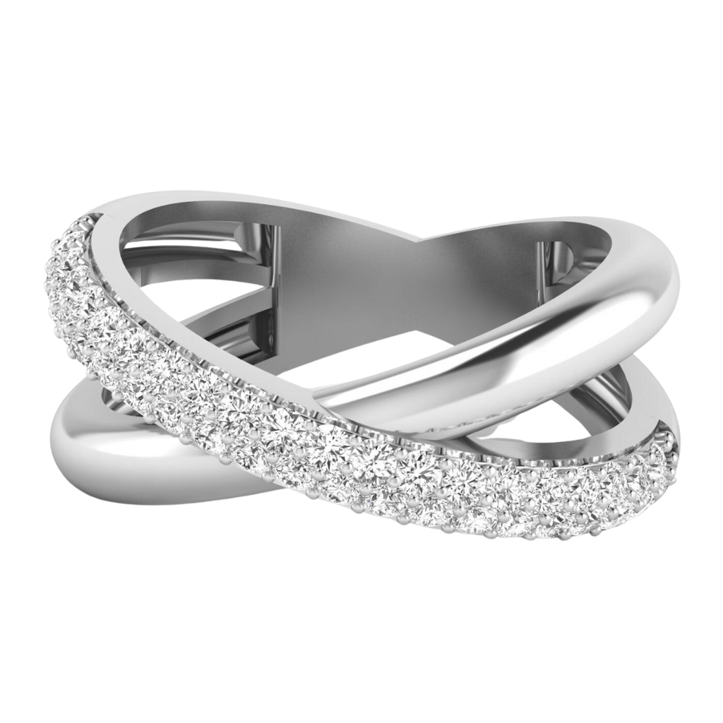 Pave Domed Crossover Ring