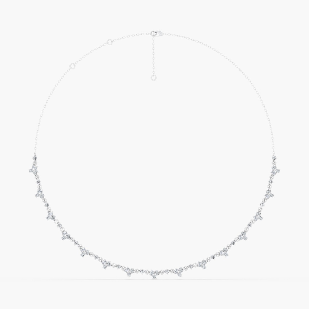 Multi Shape Cluster Half Tennis Necklace