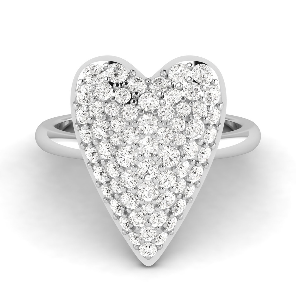 Domed Pave Heart Ring