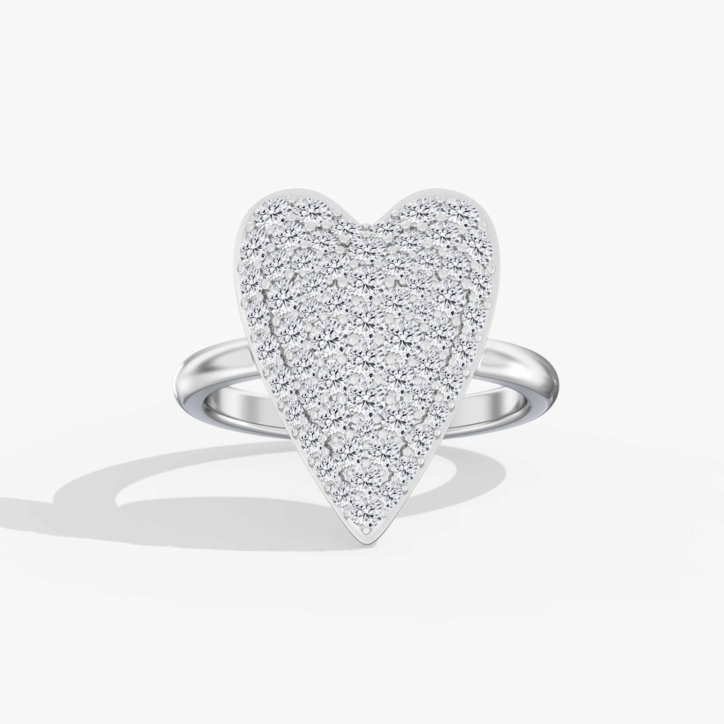 Domed Pave Heart Ring