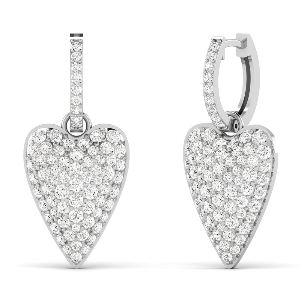 Domed Pave Heart Dangle Earrings