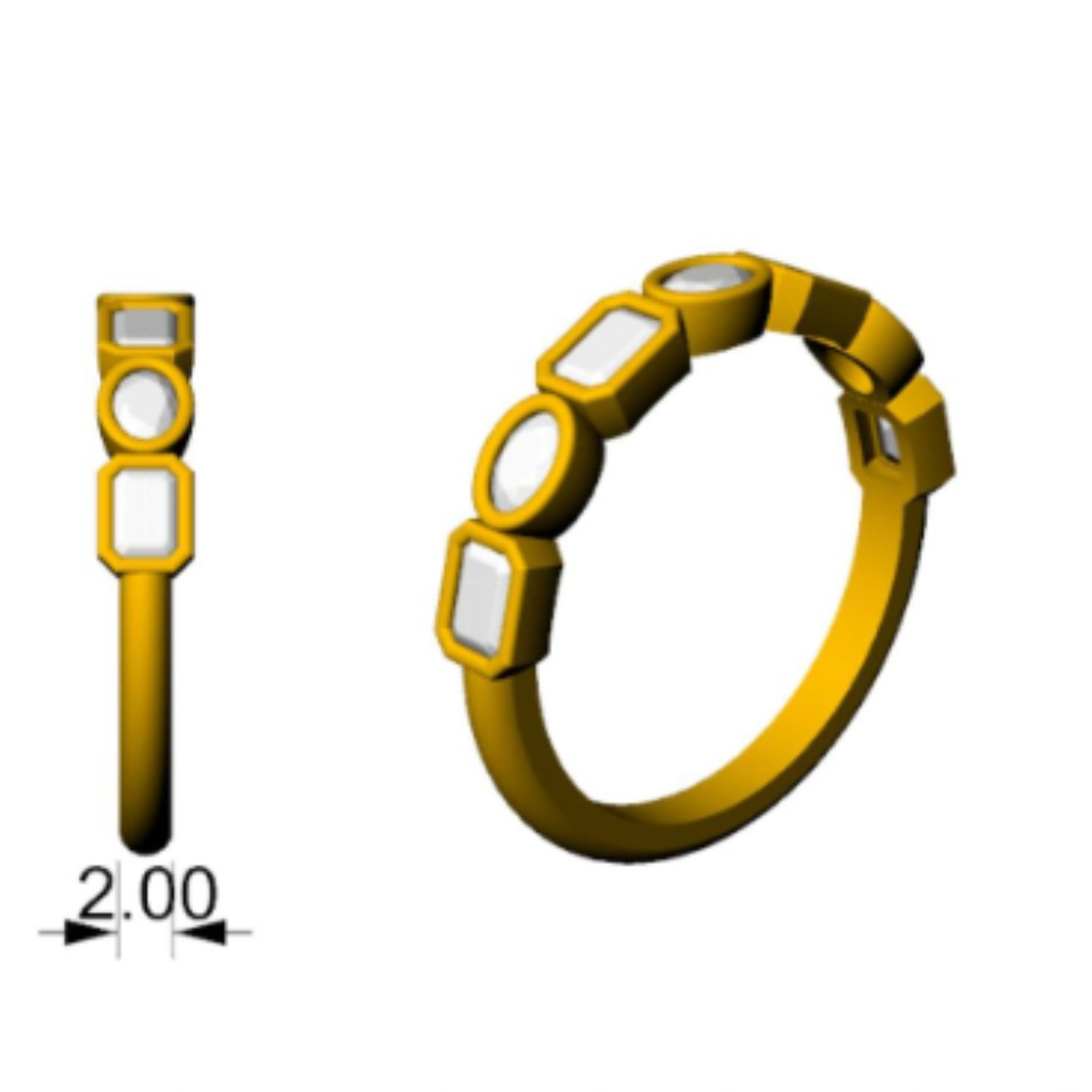 East West Oval Emerald Bezel Band