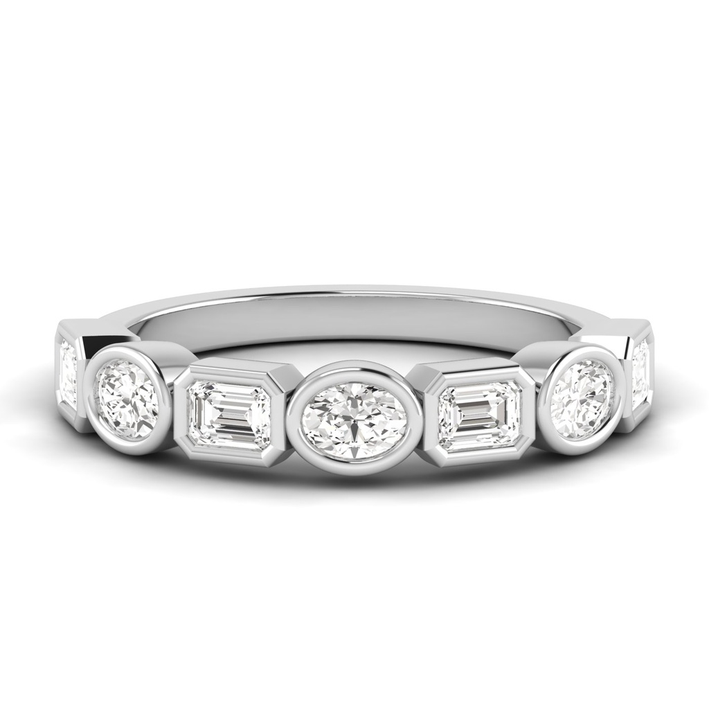 East West Oval Emerald Bezel Band