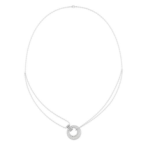 [N1652.25W1416-18] Domed Pave Circle Necklace (White)