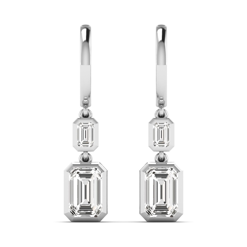 Emerald Bezel Drop Earrings