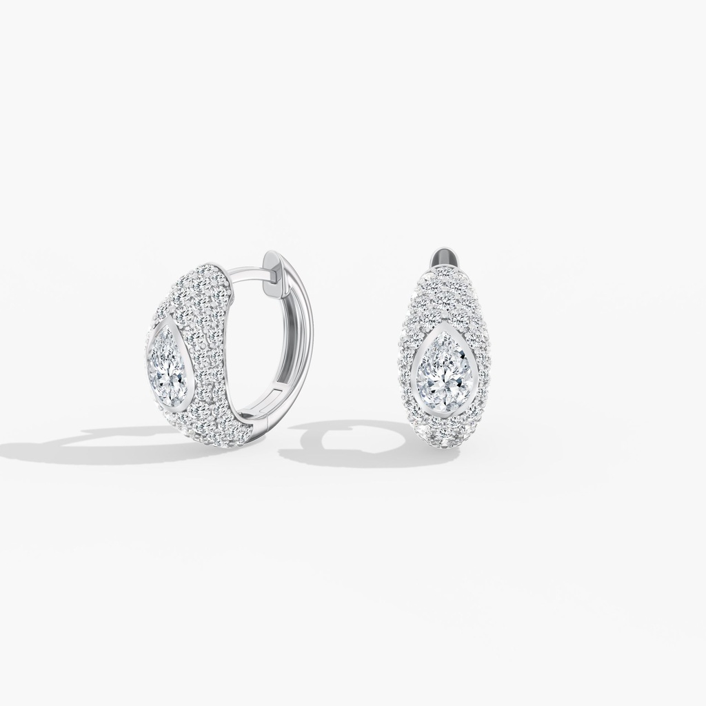 Pave Pear Domed Huggies