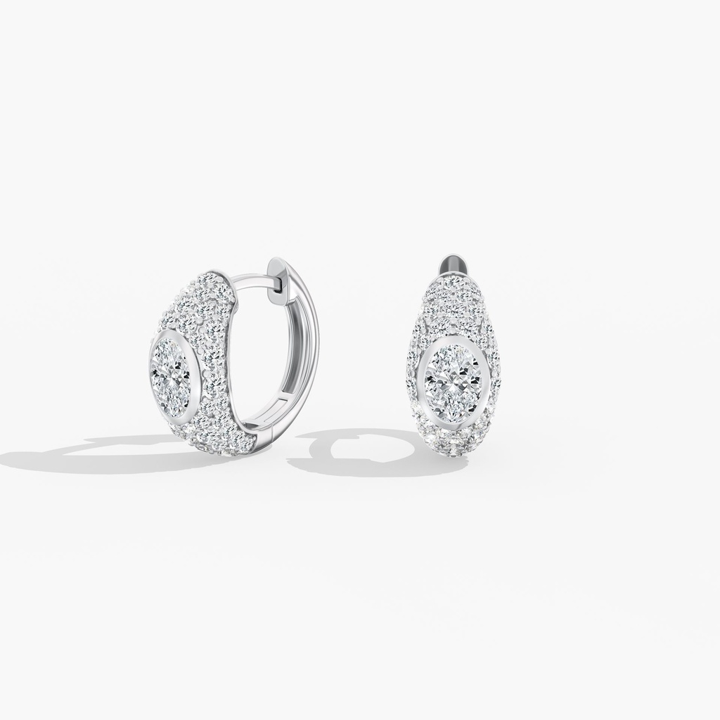 Pave Oval Domed Huggies