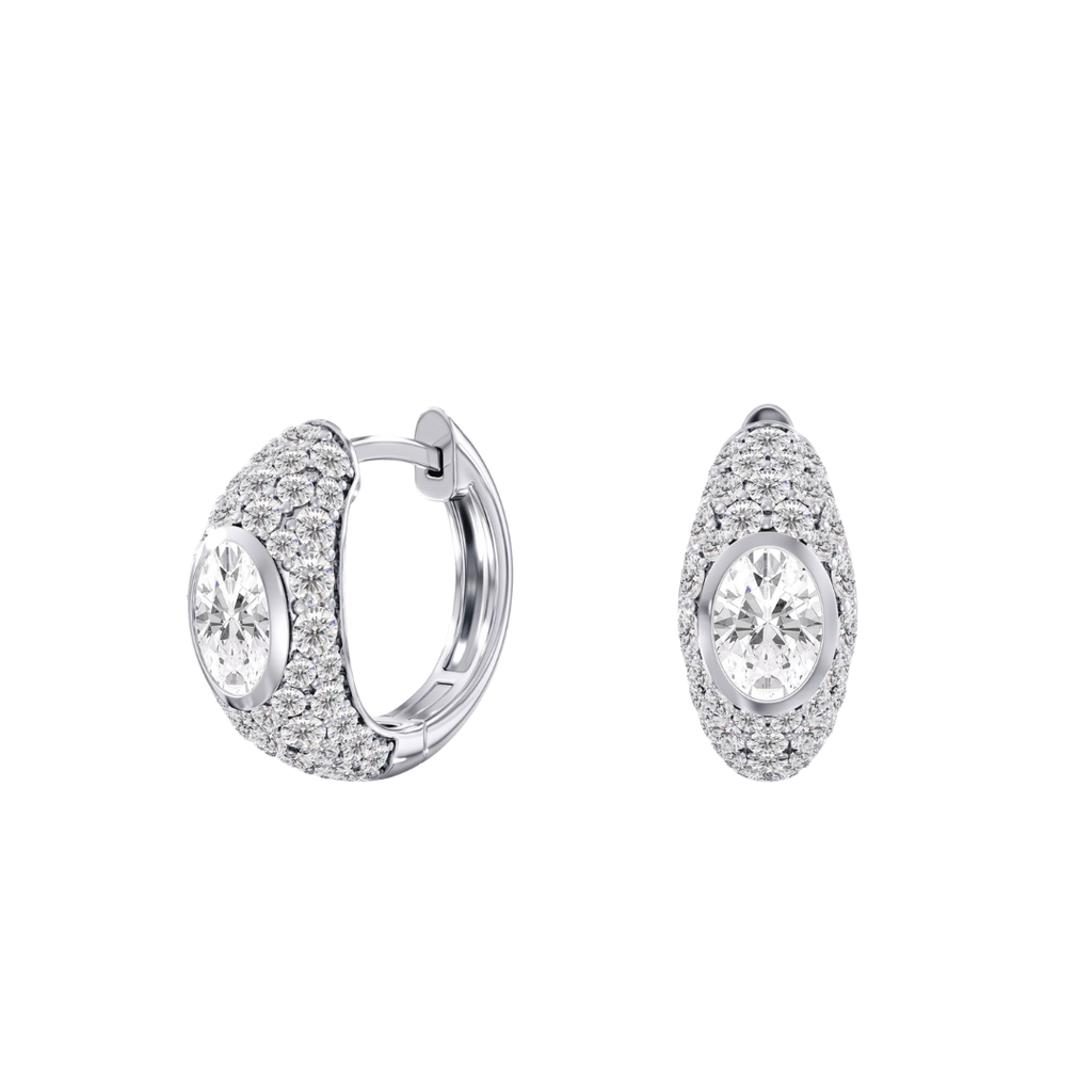 Pave Oval Domed Huggies