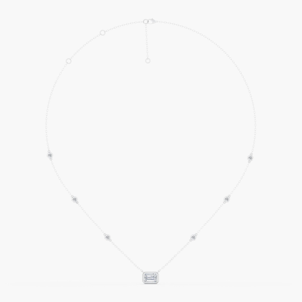 Bezel Emerald and Diamond Chain Necklace