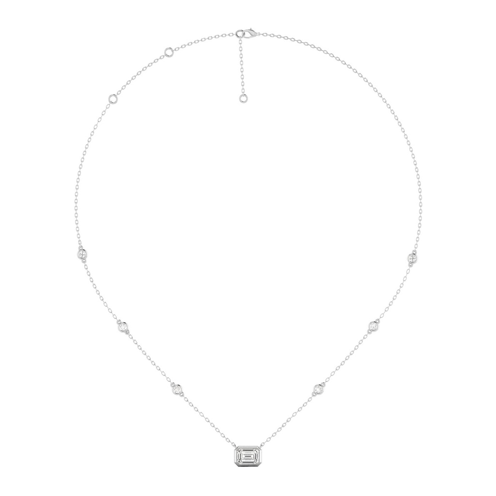 Bezel Emerald and Diamond Chain Necklace