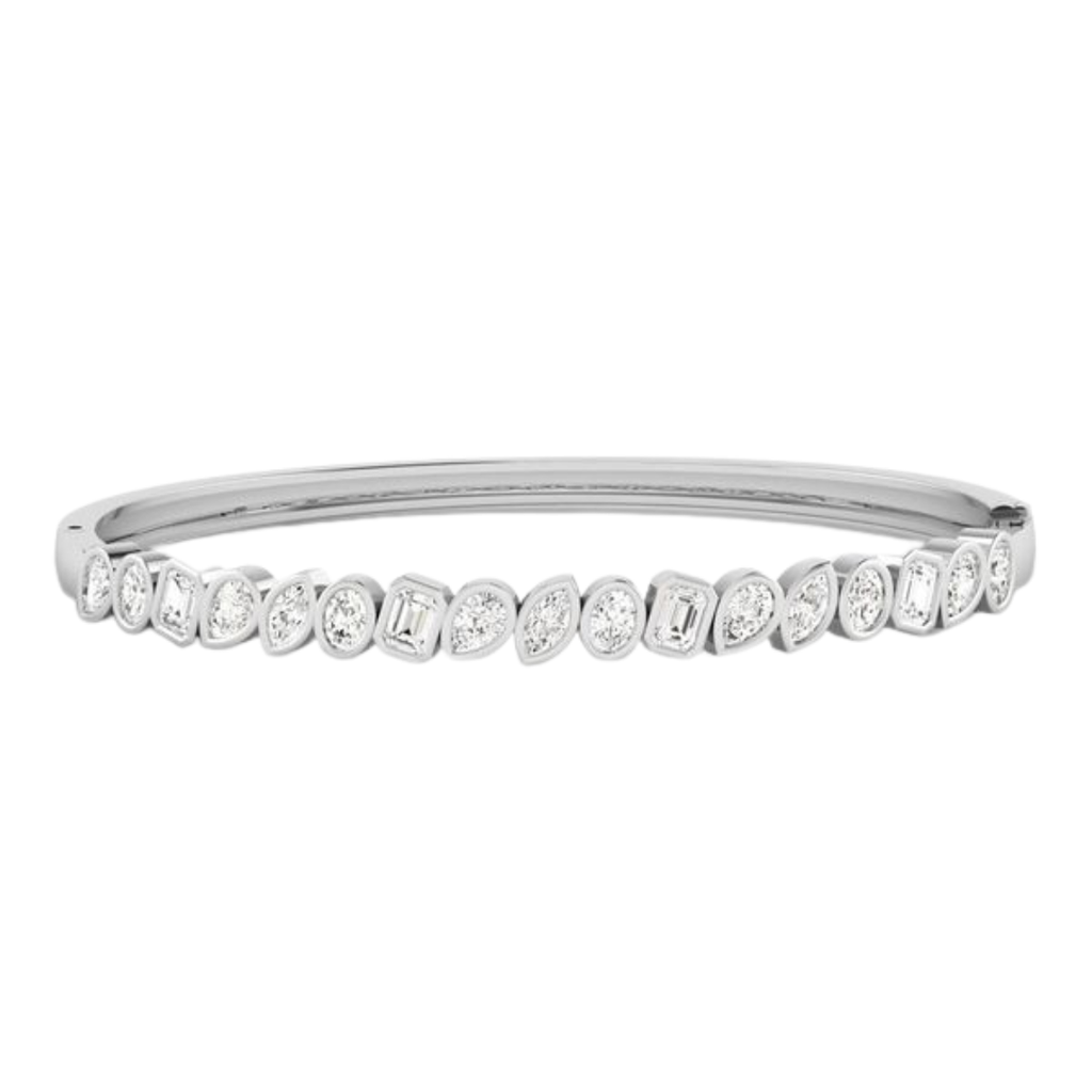 Multi Shape Angled Bezel Bangle