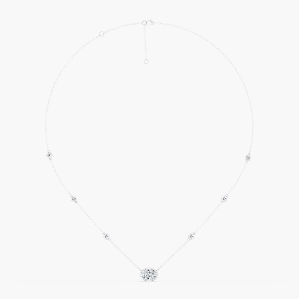 Bezel Oval and Diamond Chain Necklace