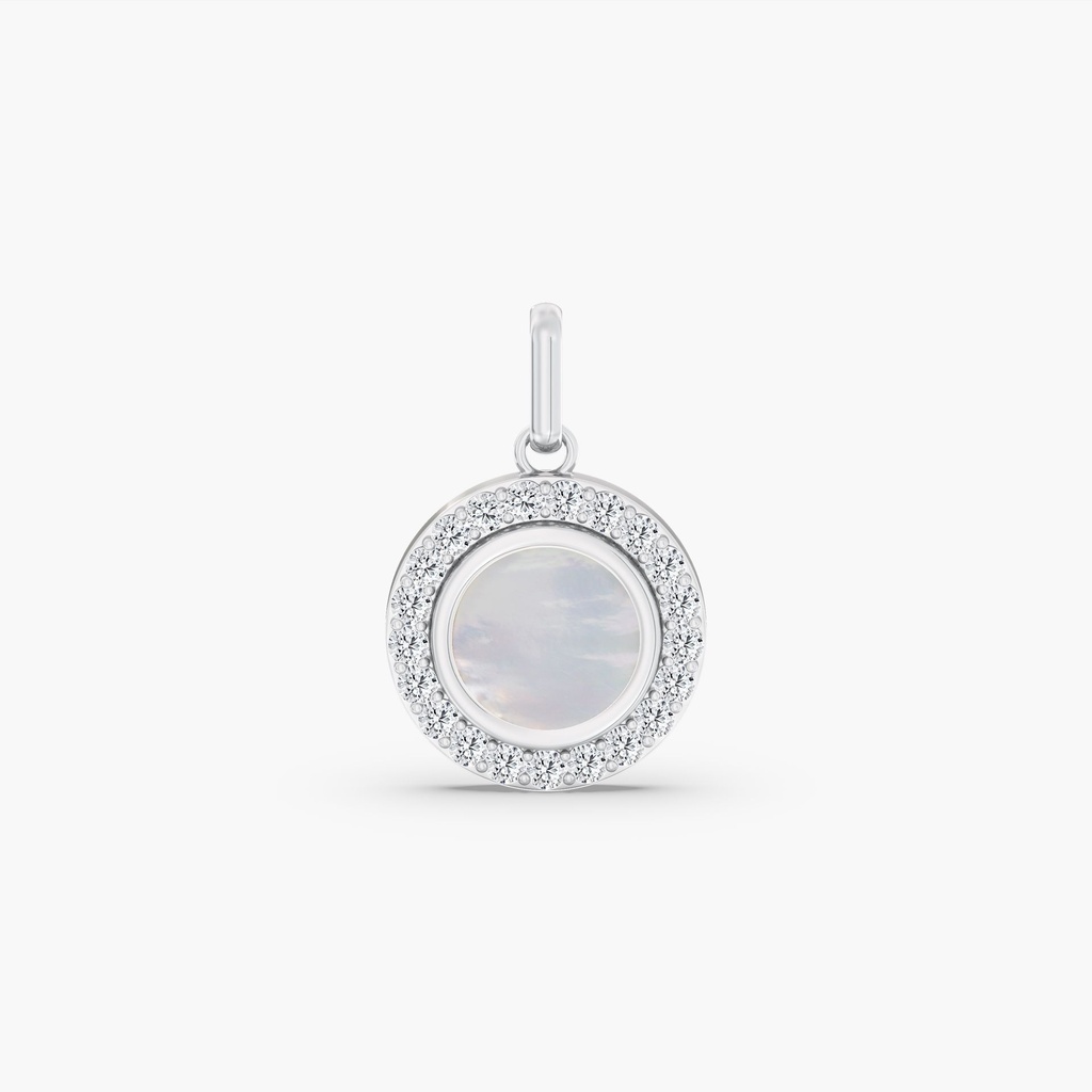 Small Mother of Pearl Diamond Disc Pendant