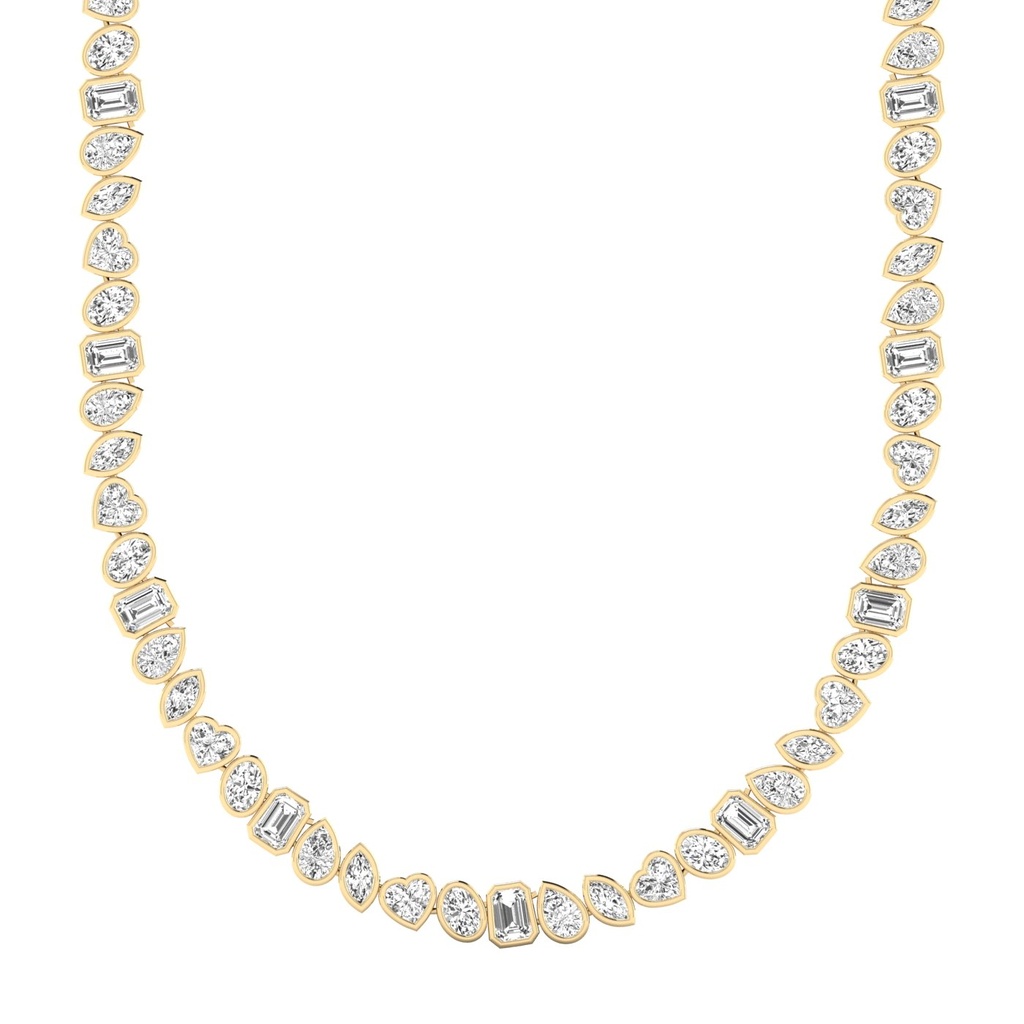 Multi Shape Bezel Tennis Necklace
