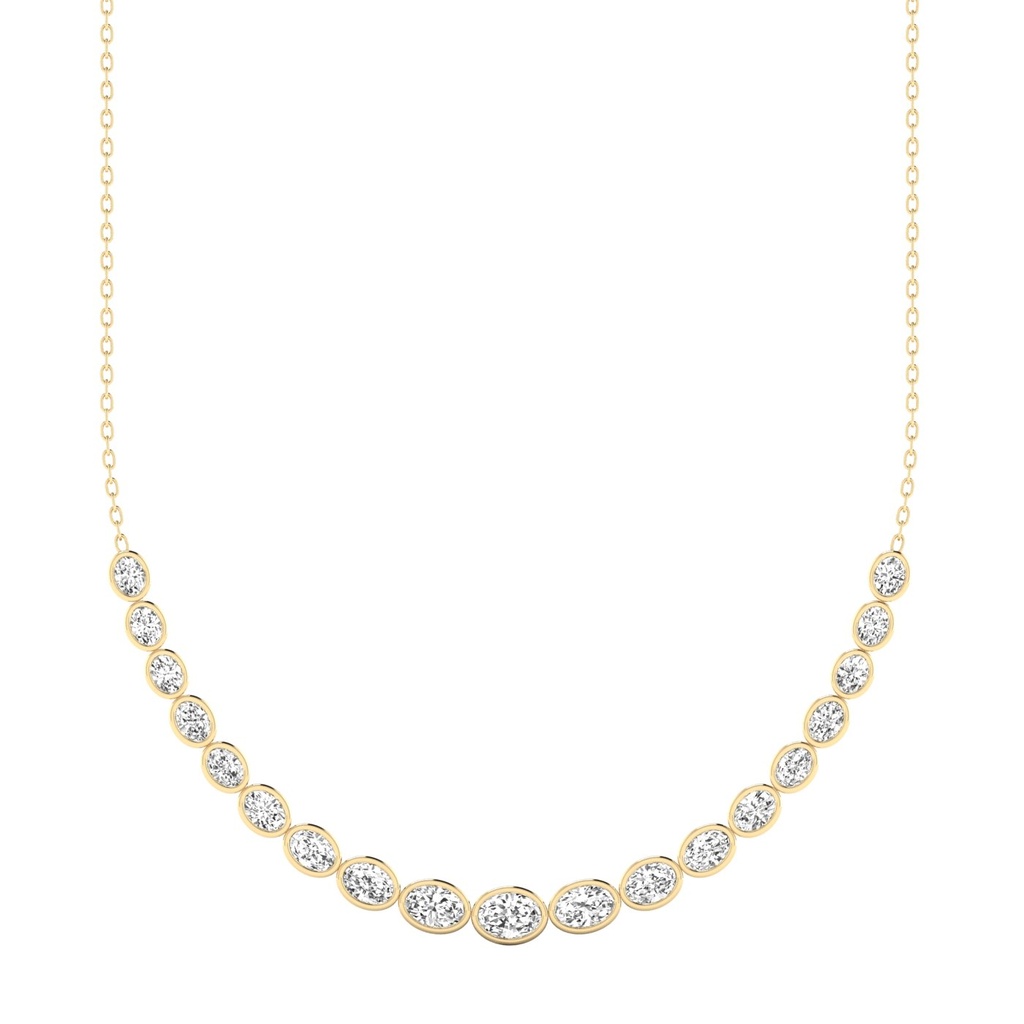 Oval Half Bezel Tennis Necklace