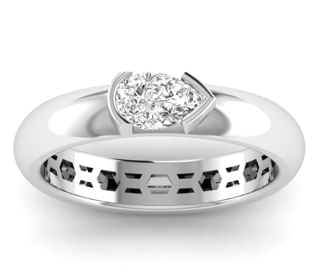Pear Half Bezel Domed Ring