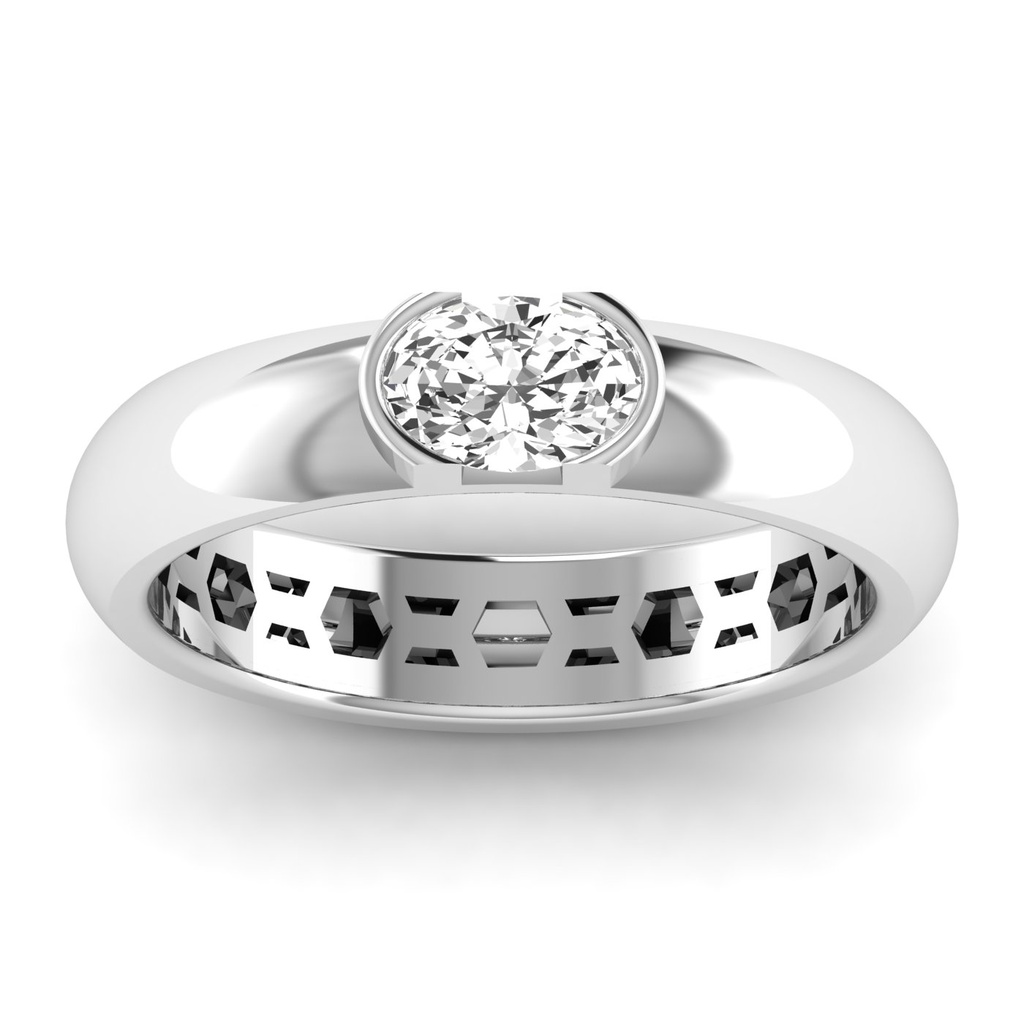 Oval Half Bezel Domed Ring