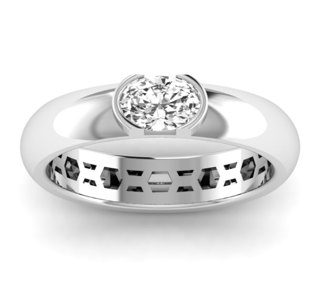 Oval Half Bezel Domed Ring
